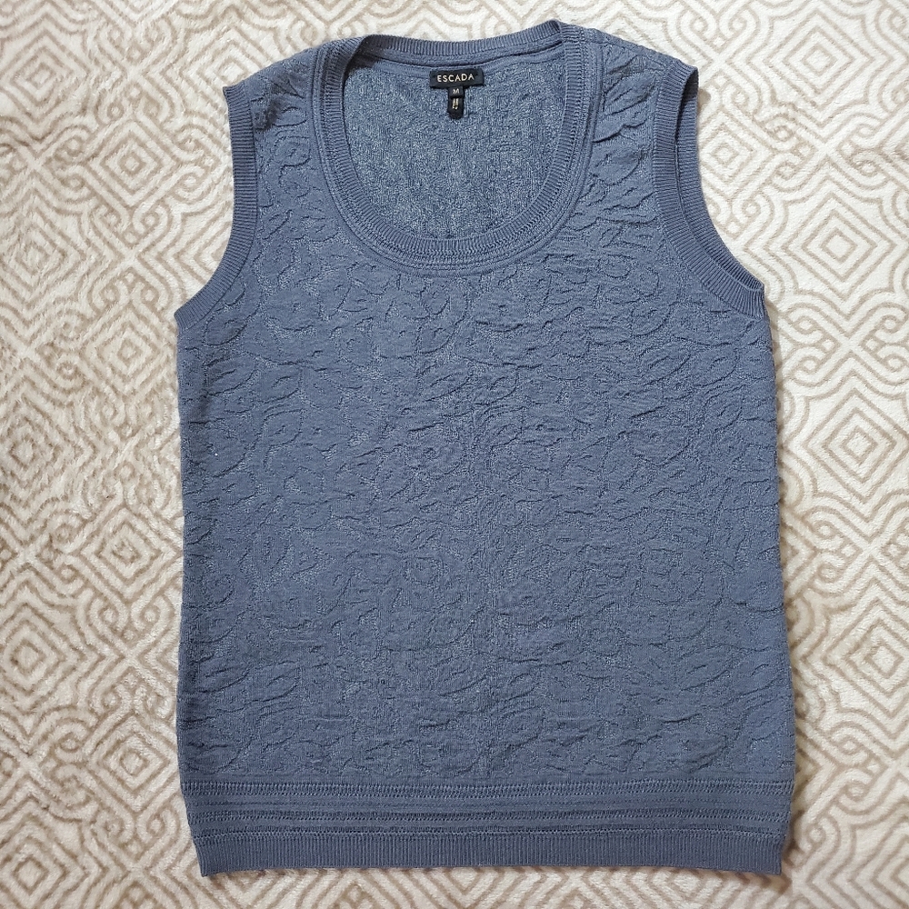 ESCADA Tank Top Blue Metallic Sweater Vest